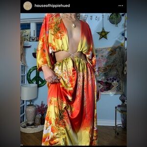 House of hippie hued dress reworked vintage kimono (S-L)
